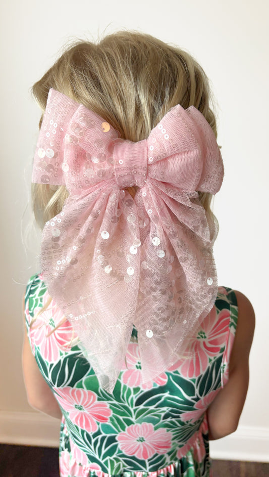 Pink Sequin Bow