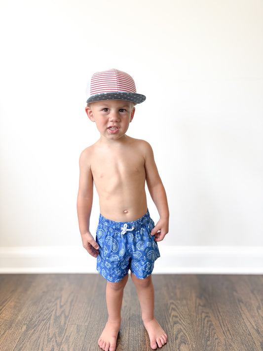 Blue Paisley Trunks