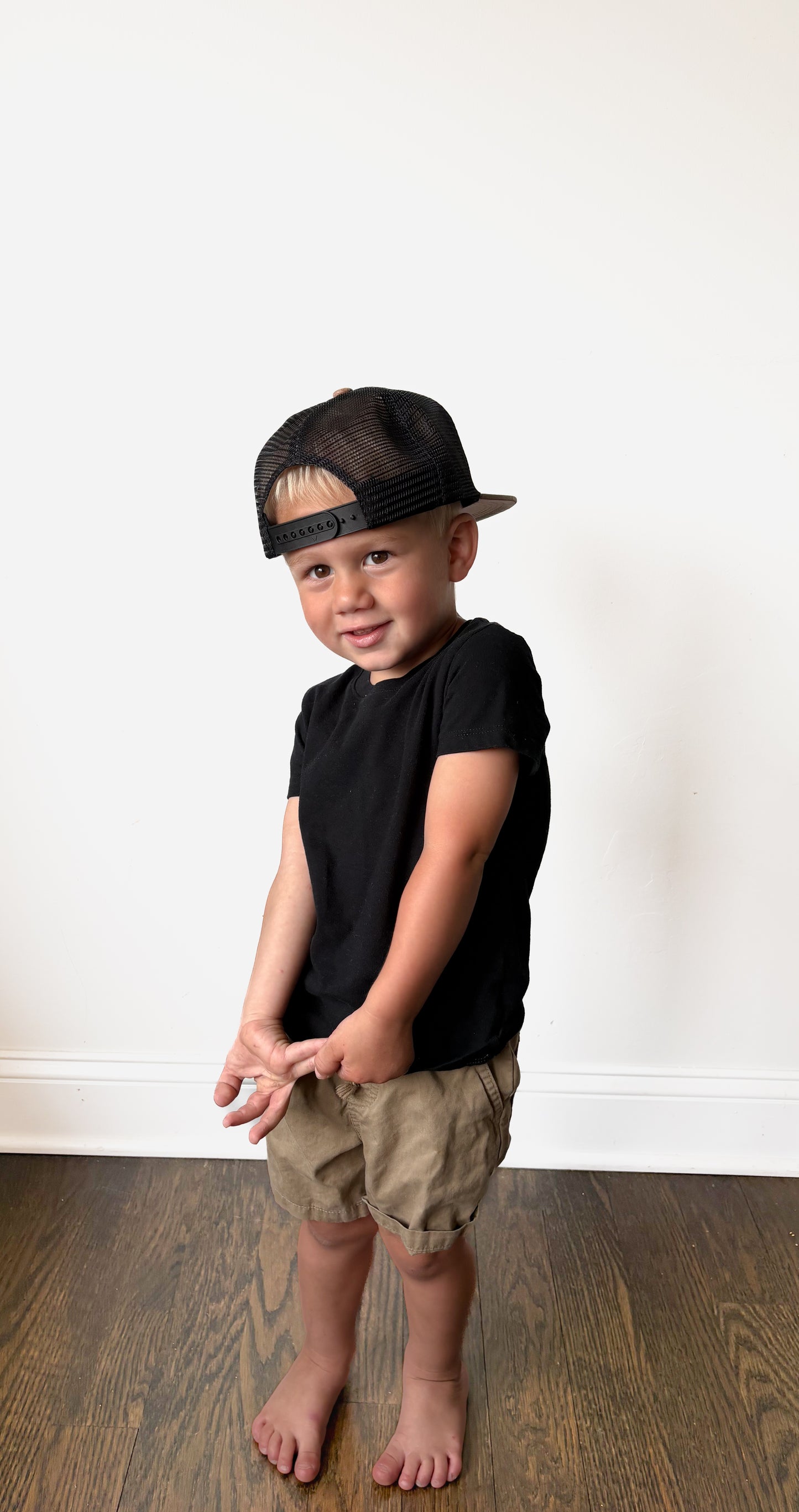 Flat Brim Trucker Hat - Checkered