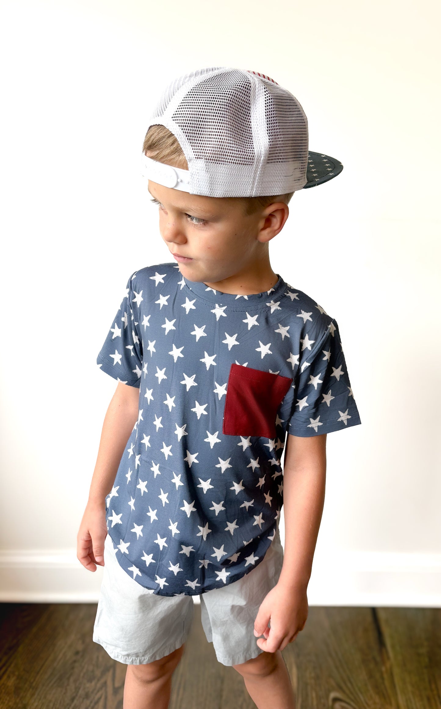 Navy Stars Pocket Tee