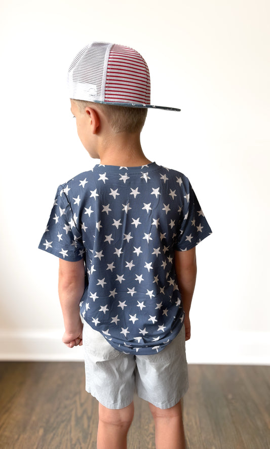 Flat Brim Trucker Hat- Stars & Stripes