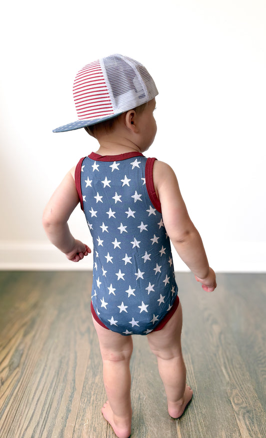 Navy Stars Henley Romper
