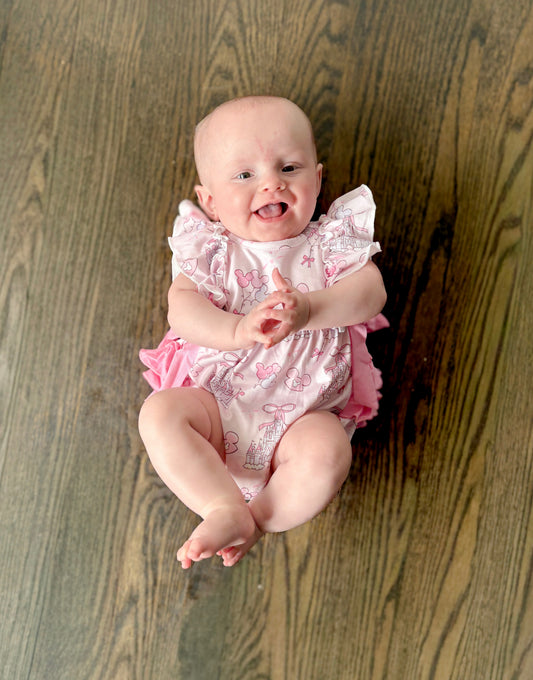 Pink Castle Ruffle Romper
