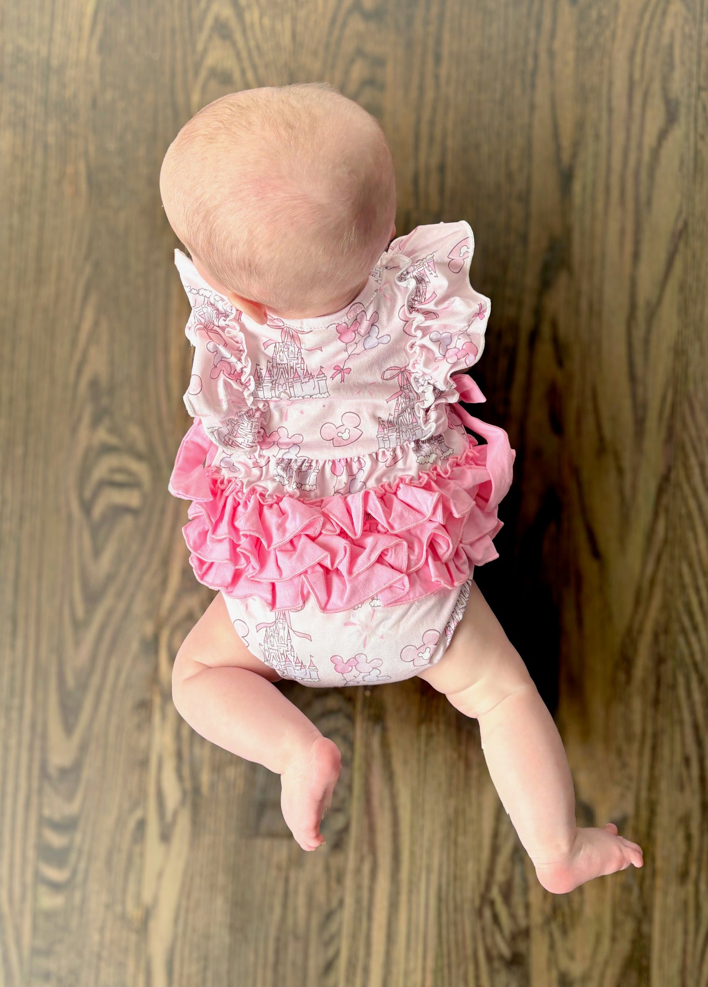 Pink Castle Ruffle Romper